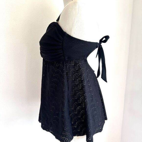 Isabel Maternity Lacey Tankini Swimsuit Top Size D/DD Medium Black Cute Back Det - Picture 8 of 13